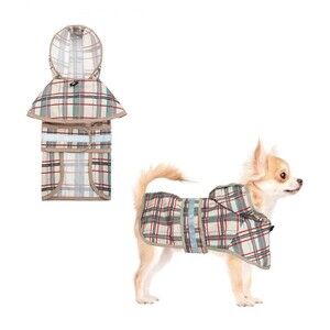 KOOLTAIL Dog Raincoat Hooded Poncho w/ Leash Hole Reflective Strip Sz S (Bx 14)
